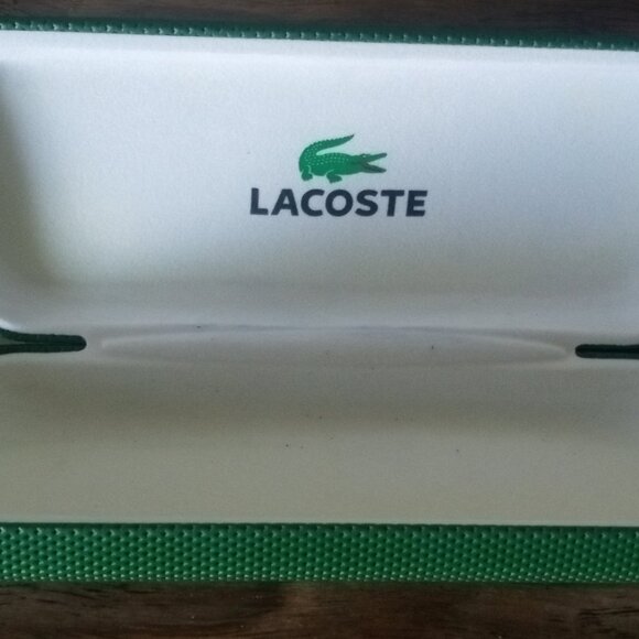 Authentic Lacoste Glasses Hard Case Dark Green Accent Textured Logo 6.5" Length - Picture 2 of 3